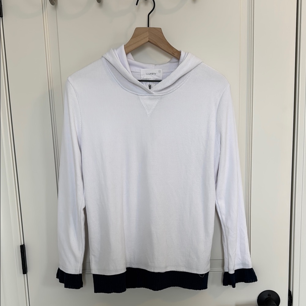 SIX FIFTY waffle knit hooded thermal top with zip back